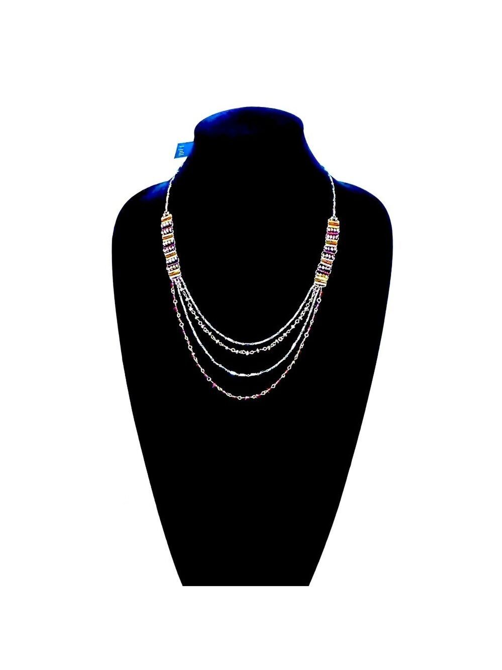 J Jill Multi Strand Purple Beaded Necklace NWT - Picture 2 of 6